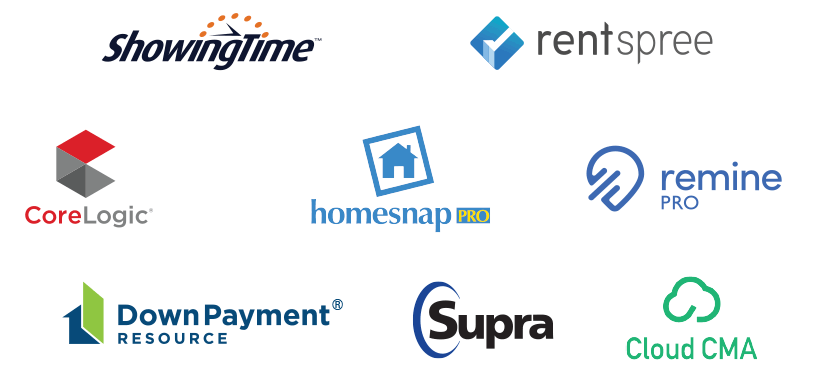 CoreLogic, Remine, rentspree, HomeSnap Pro, Down Payment Resources, Supra, Cloud CMA logos